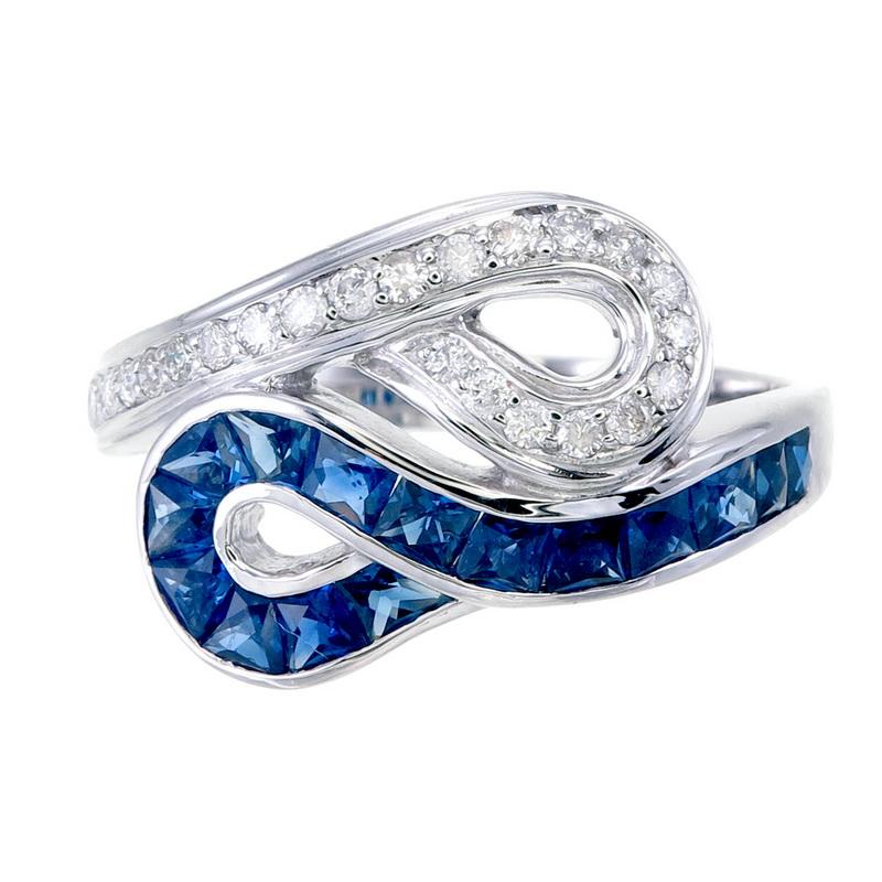 9K White Gold Sapphire and Diamond Ring