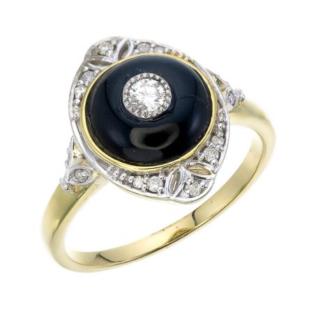 Black Onyx and Diamond Ring