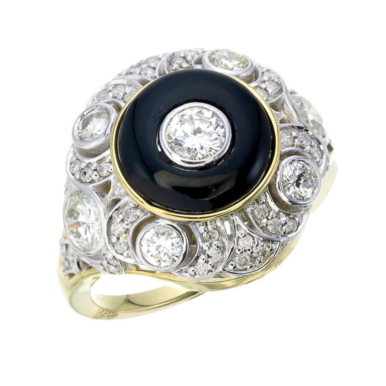 Black Onyx and Diamond Ring