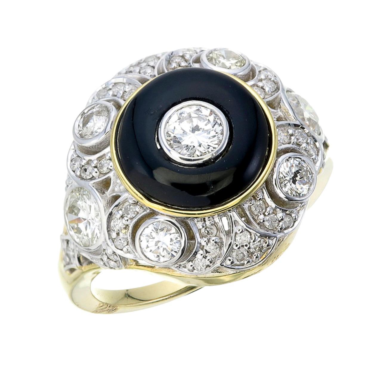 Black Onyx and Diamond Ring